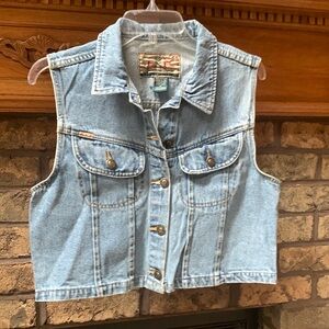 Womens “express” denim jean vest  size medium.